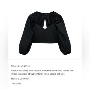 Zara poplin cotton black cropped top